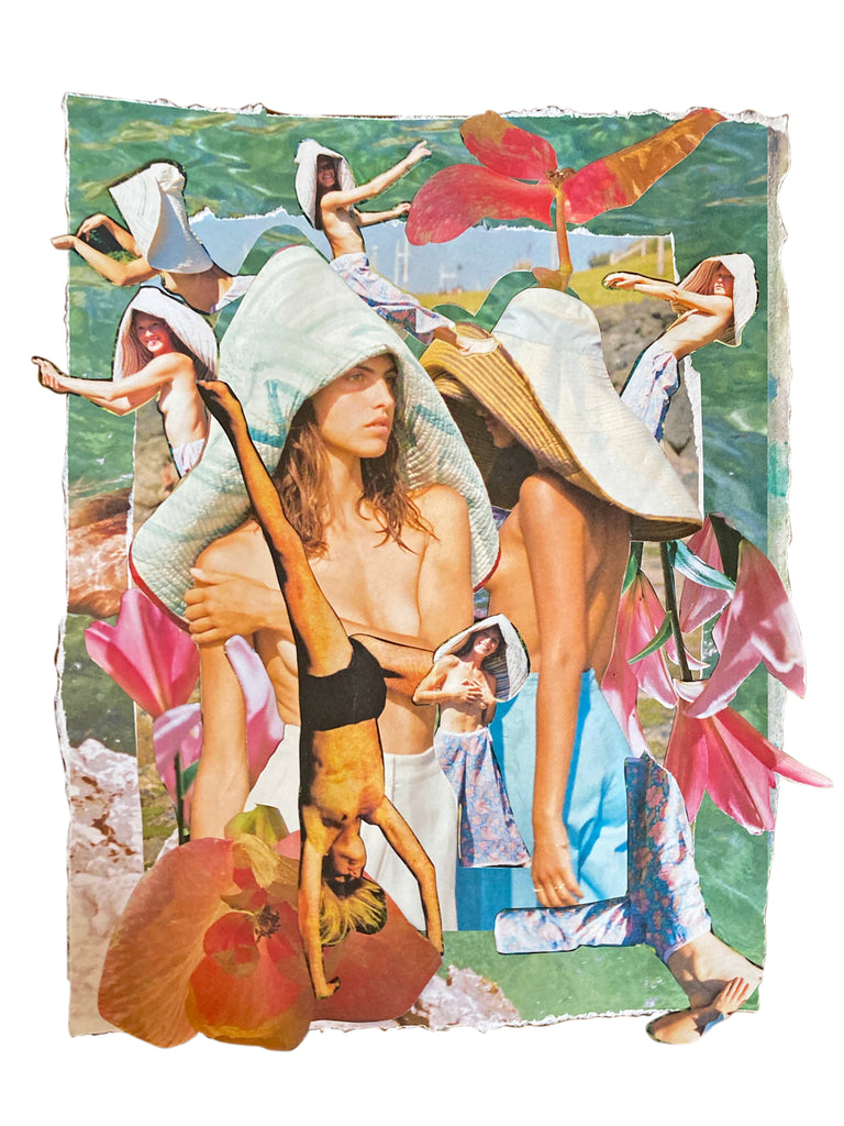 Collage Original artwork Big Hats Bathsuits healahchild Morgane Hebert La Baignade 