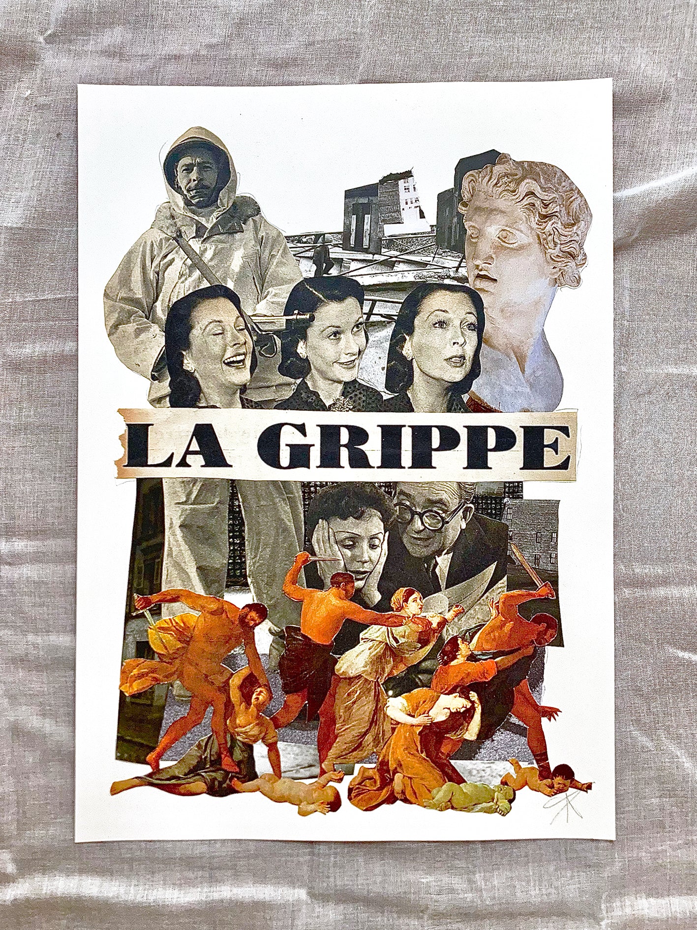 Collage healahchild Morgane Hebert La Grippe Original artwork Covid Flu Controversial Art